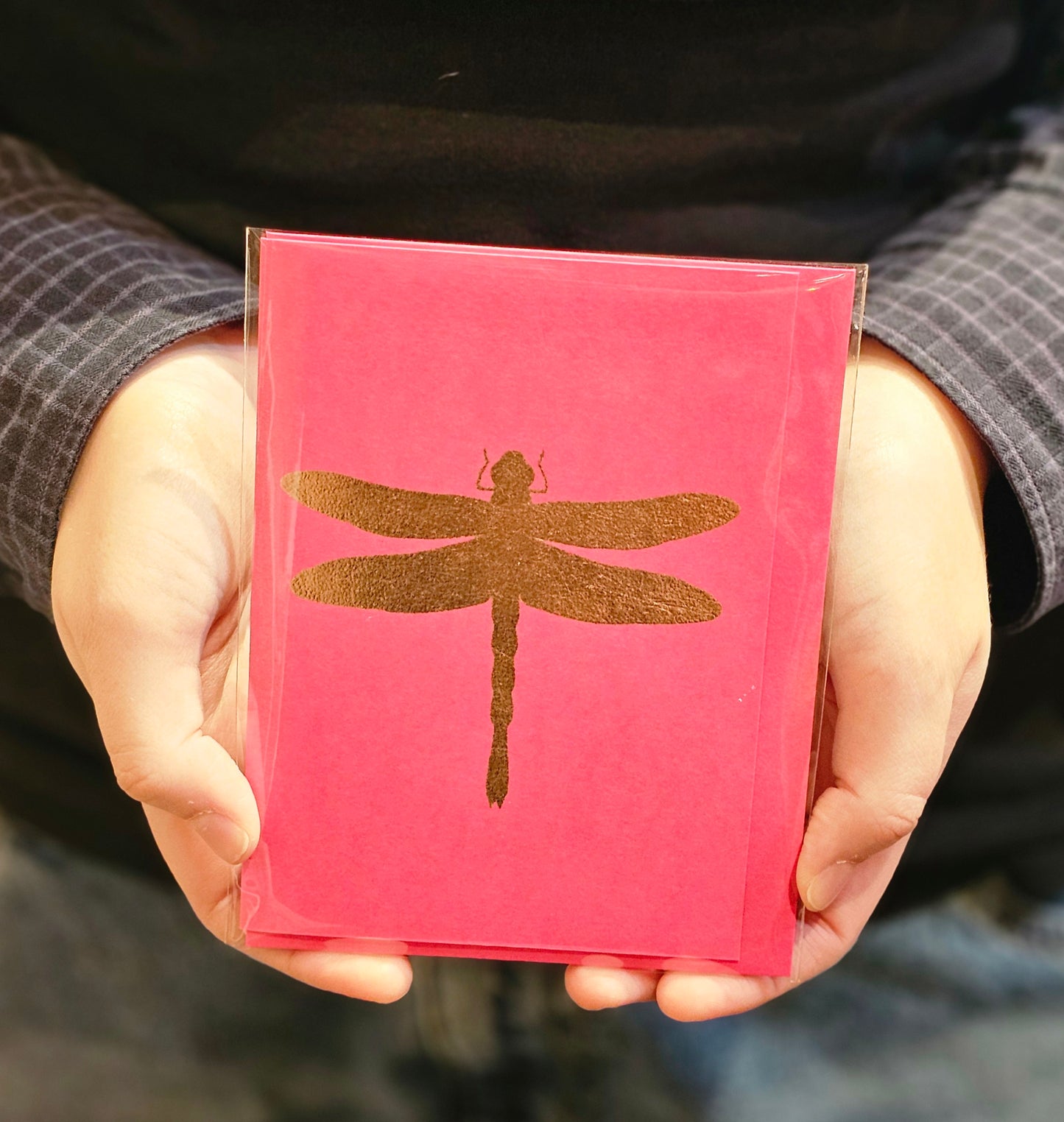 Dragonfly Copper Leaf Greeting Card