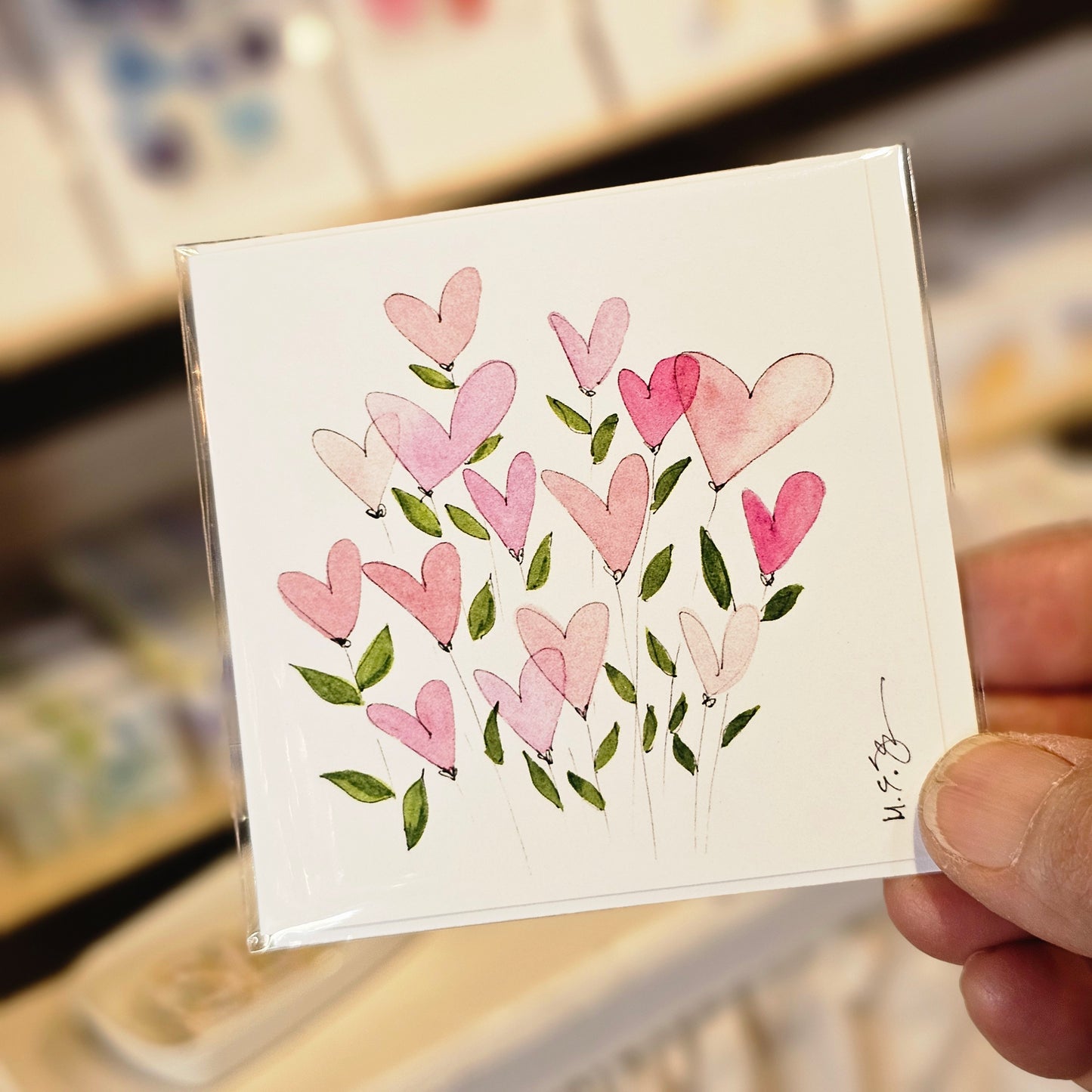 Heart Flowers by M. E. James 3x3 Gift Card