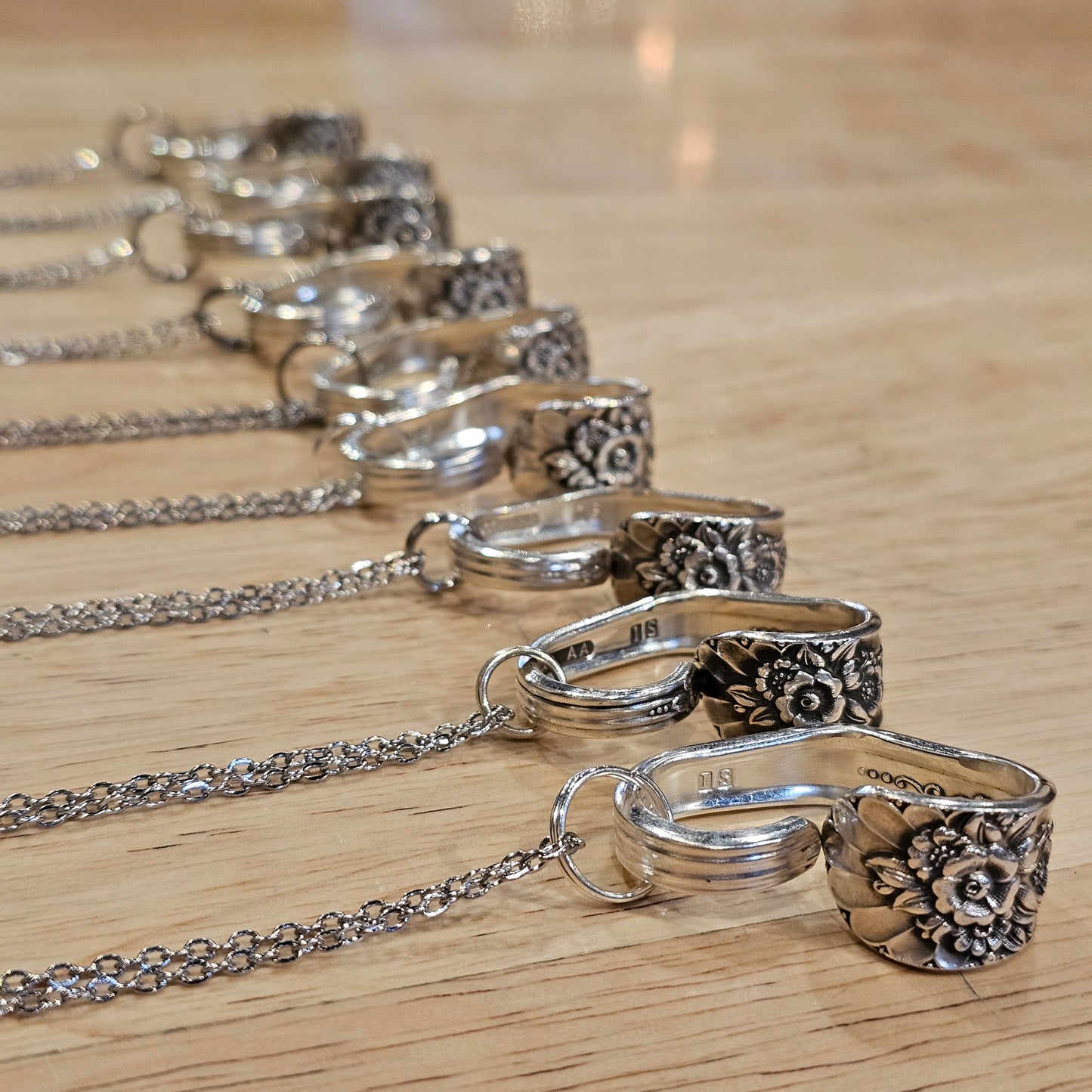 Jubilee pattern - Silver Plate Heart Necklace Hand Stamped