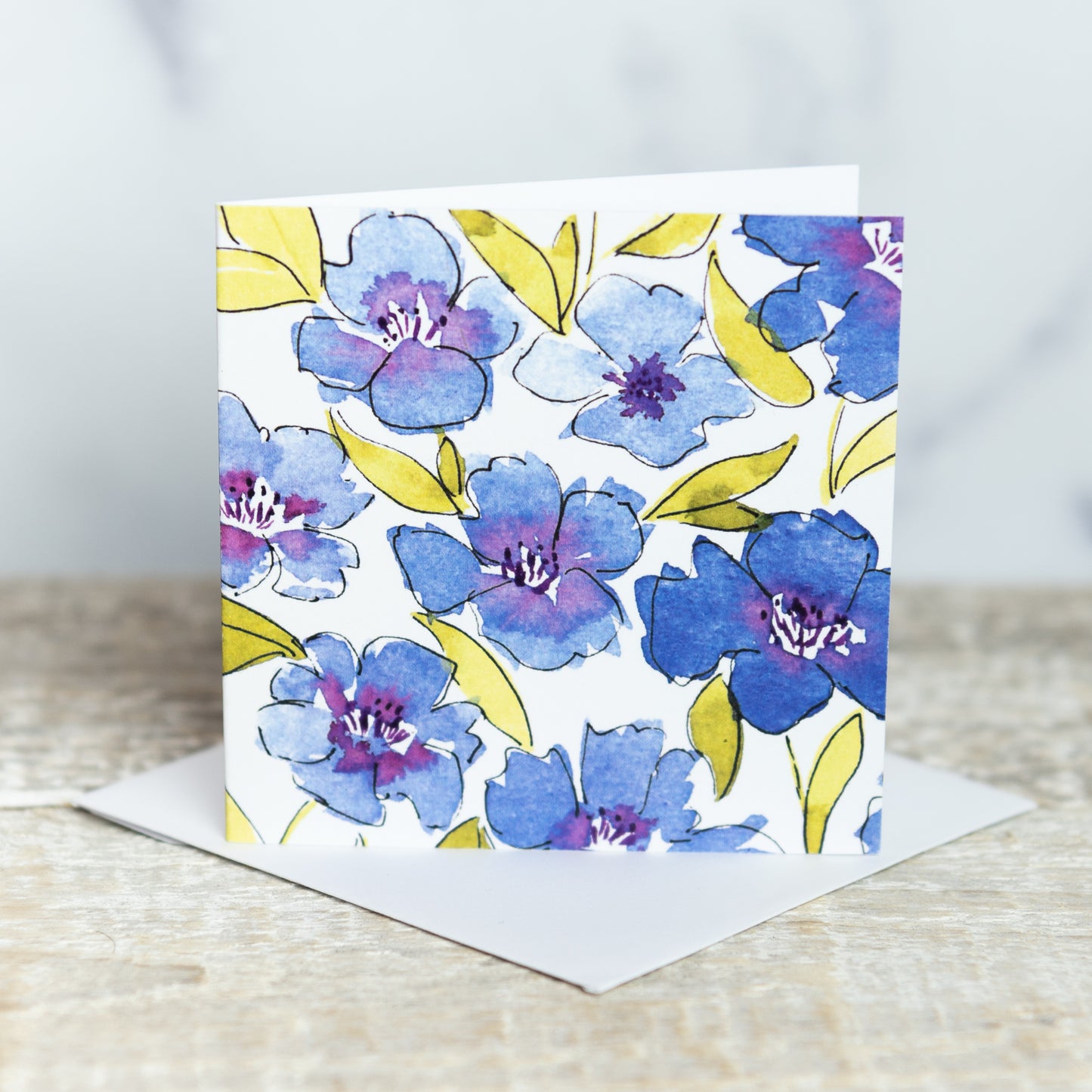 Blue Flowers by M. E. James 3x3 Gift Card