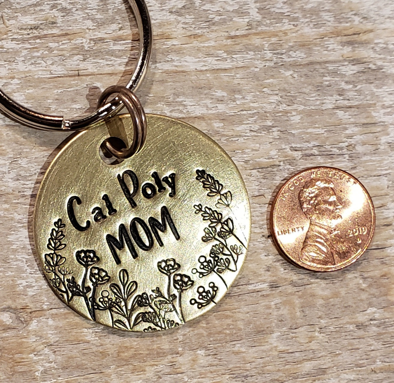 Cal Poly Mom - Hand Stamped Brass