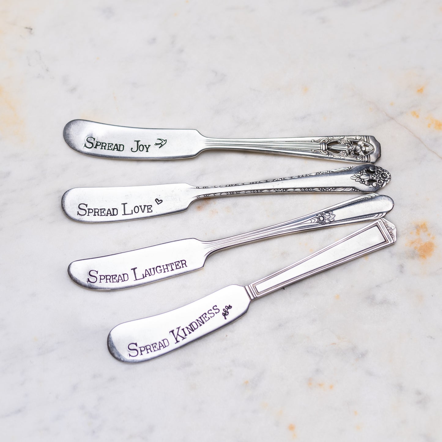 Spread Love Silver Plate Spreader Hand Stamped