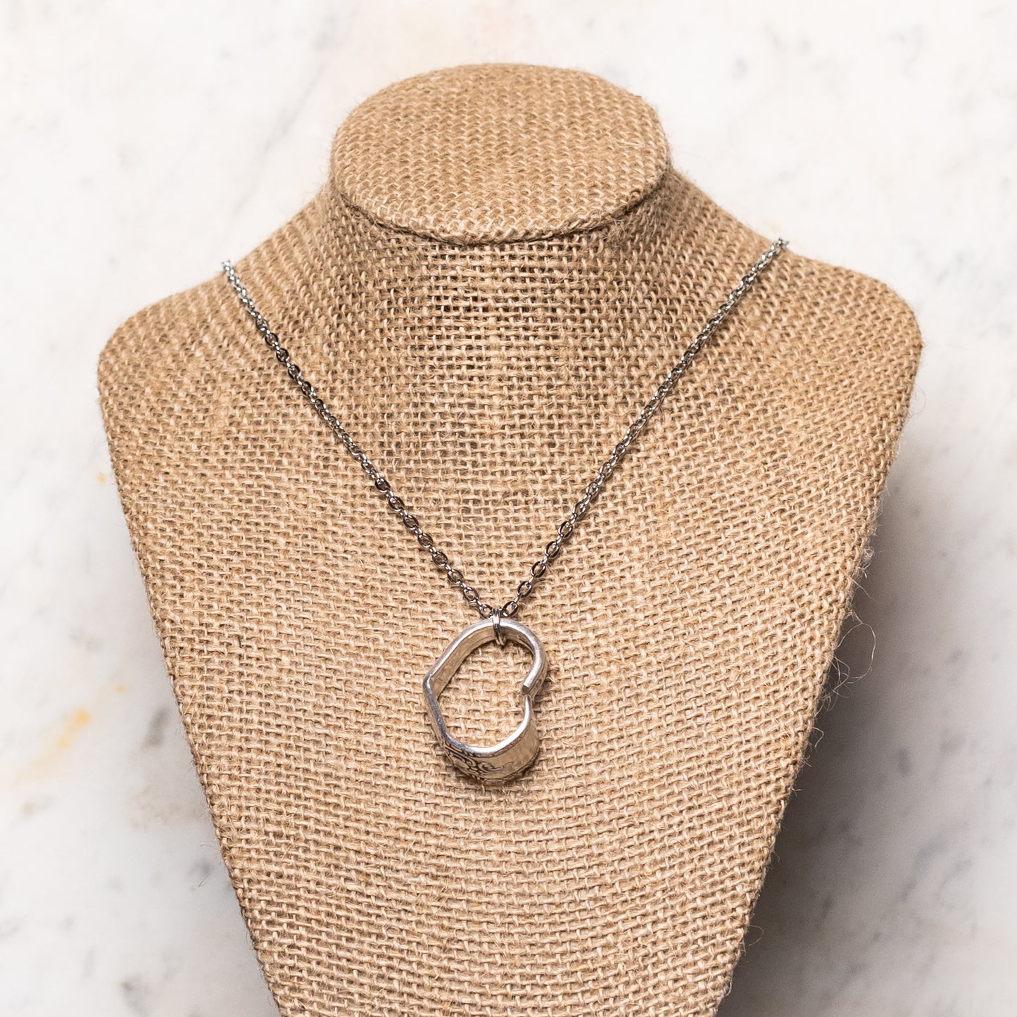 Hand Bent Heart Necklace - Silver Plate Cutlery