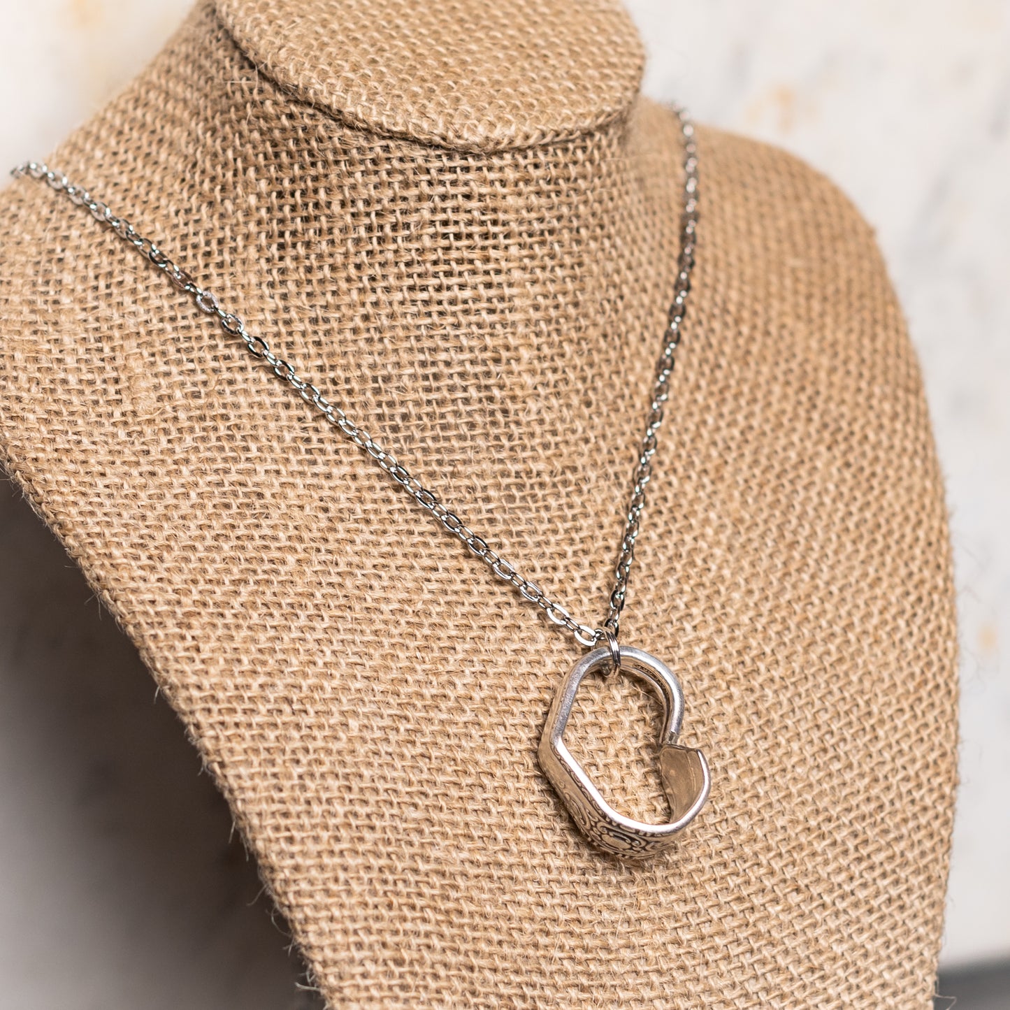 Hand Bent Heart Necklace - Silver Plate Cutlery