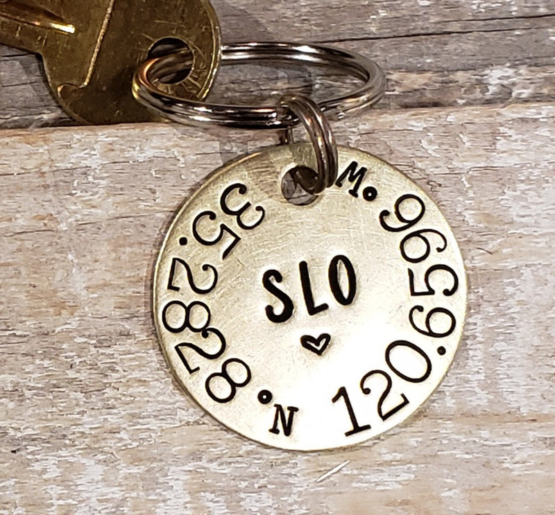 SLO Coordinates - Hand Stamped Brass