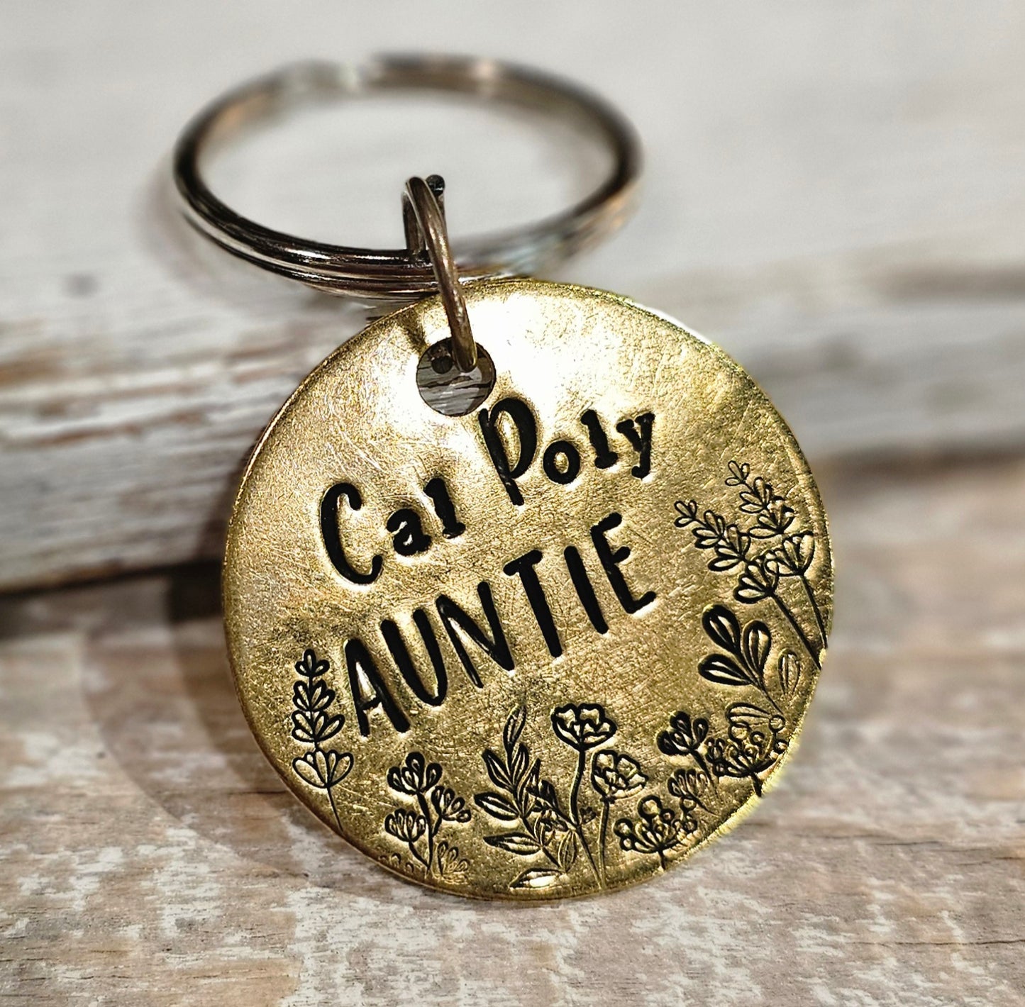 Cal Poly Aunt / Auntie- Hand Stamped Brass