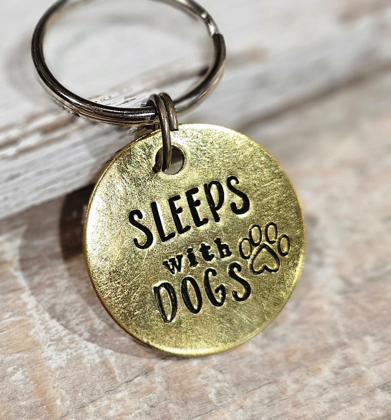 Sleeps With Dogs - Hand Stamped Brass