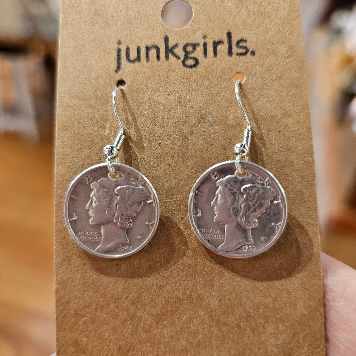 Mercury Head Dime Earrings