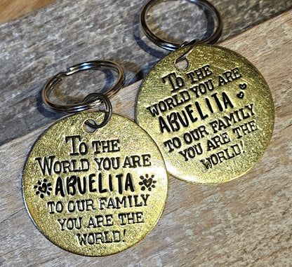 To the World You Are Abuelita - Hand Stamped Brass