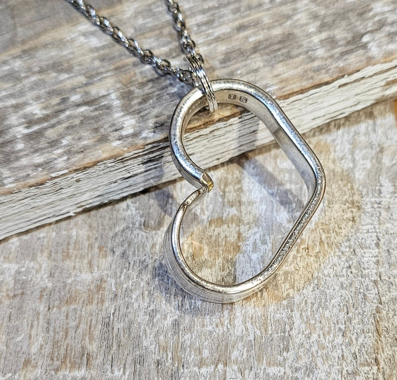 Love you to the moon & back! -Silverplate Heart Necklace Hand Stamped