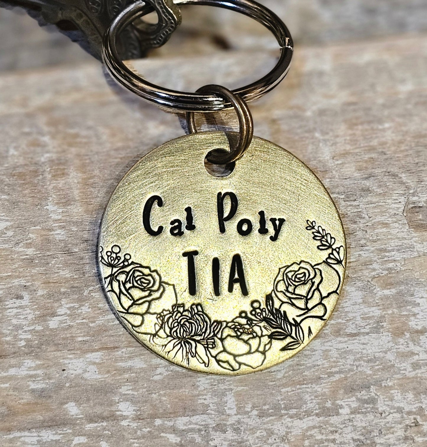 Cal Poly Tia - Hand Stamped Brass