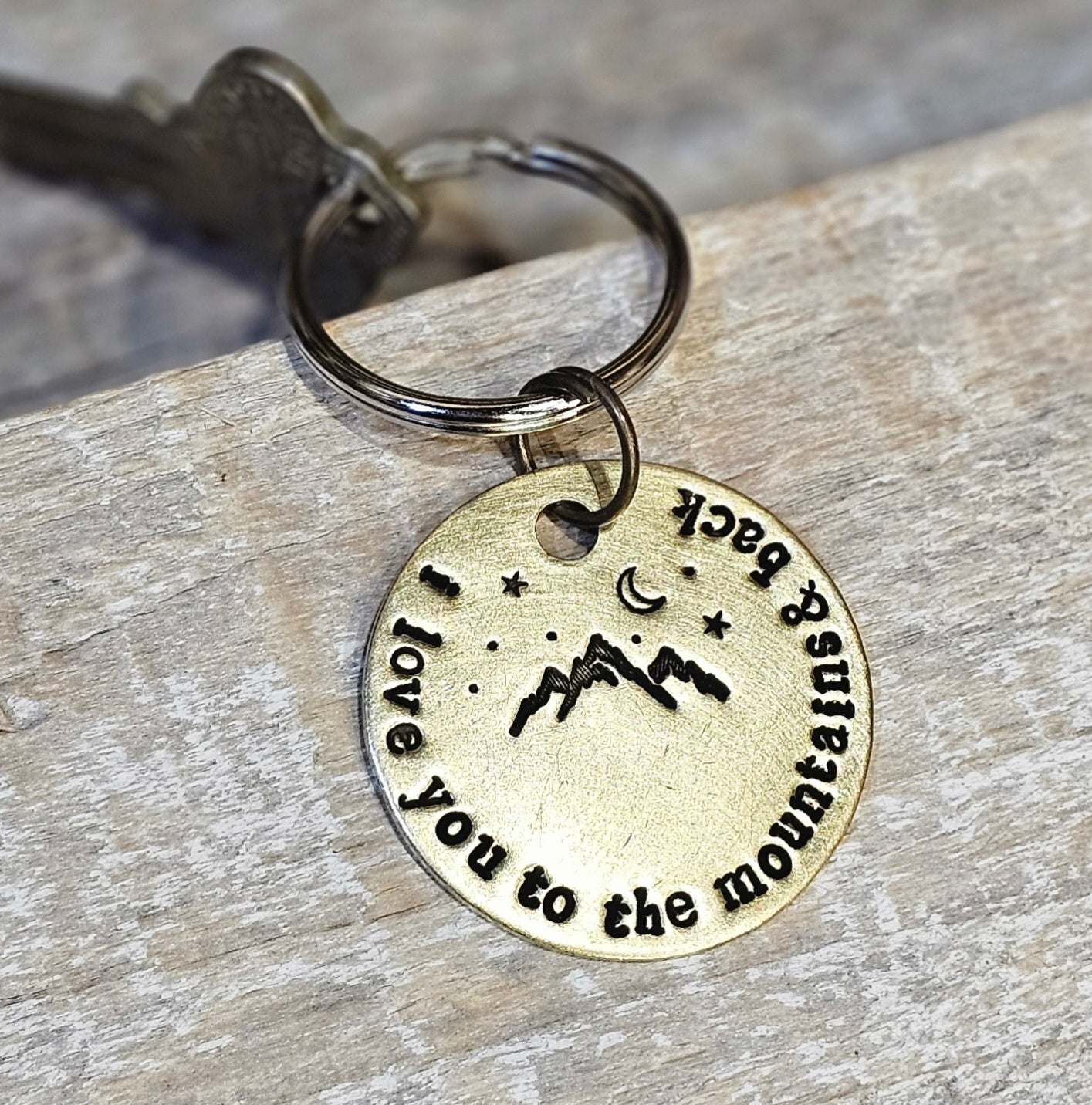 Love you to the Mountains and Back - 1.5" Hand Stamped Brass