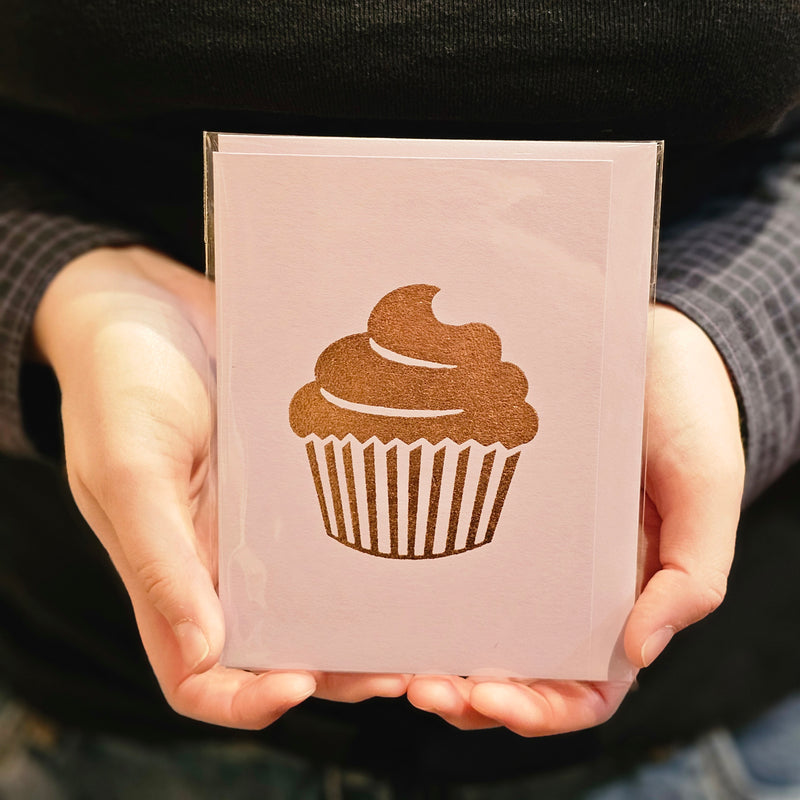 Cupcake Copper Leaf Greeting Card With Matching Envelope