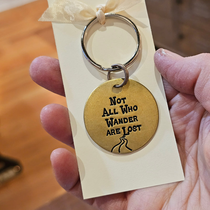 Not All Who Wander Are Lost - Road - Hand Stamped Brass