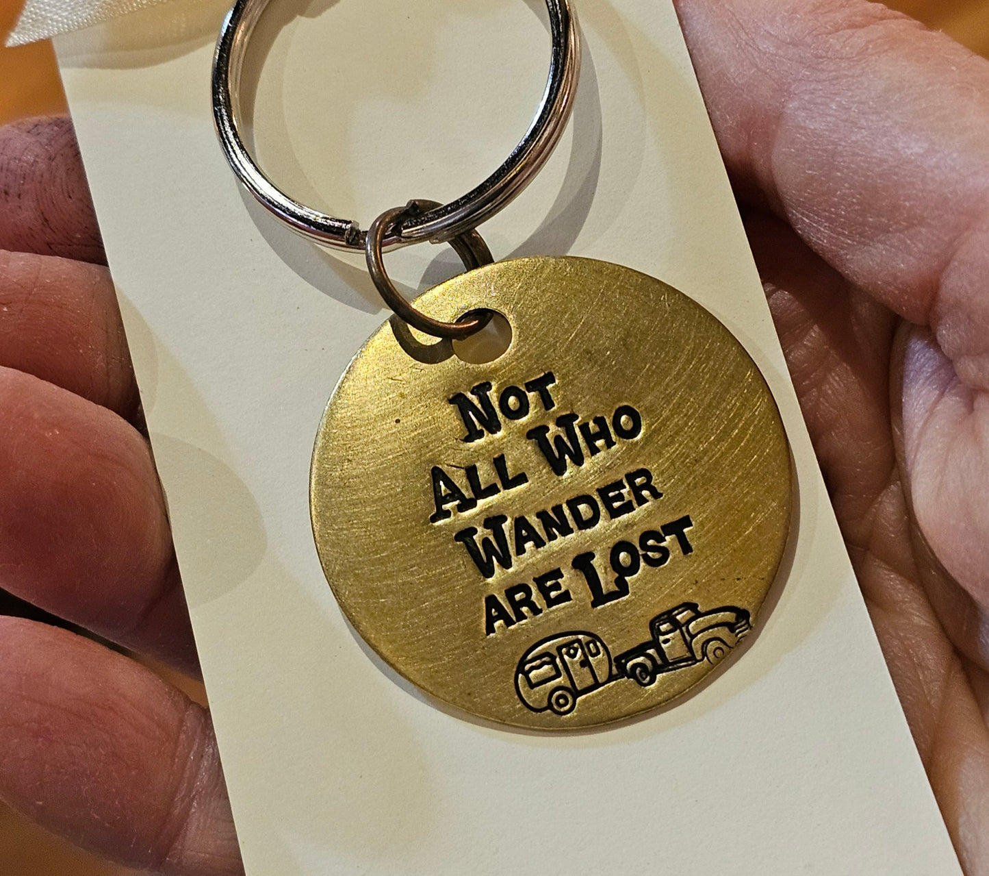 Not All Who Wander Are Lost - Truck & Trailer - Hand Stamped Brass