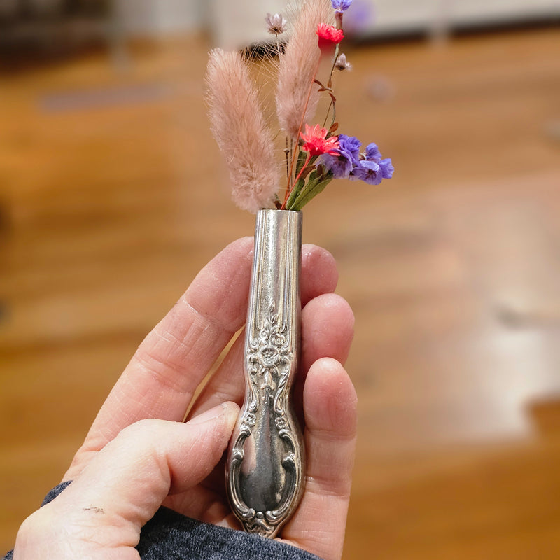 Knife Handle Vase Silverplate