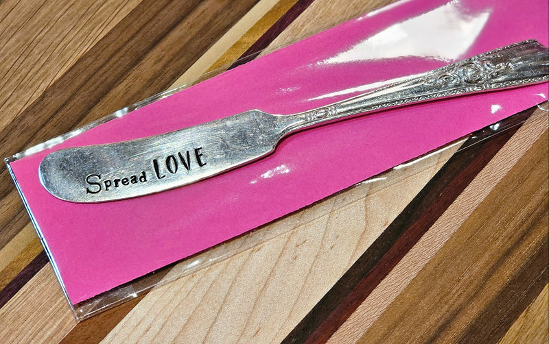 Spread Love Silver Plate Spreader Hand Stamped
