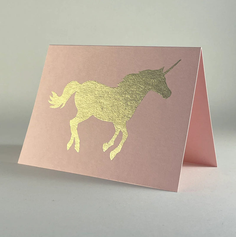 Unicorn Copper Leaf Greeting Card