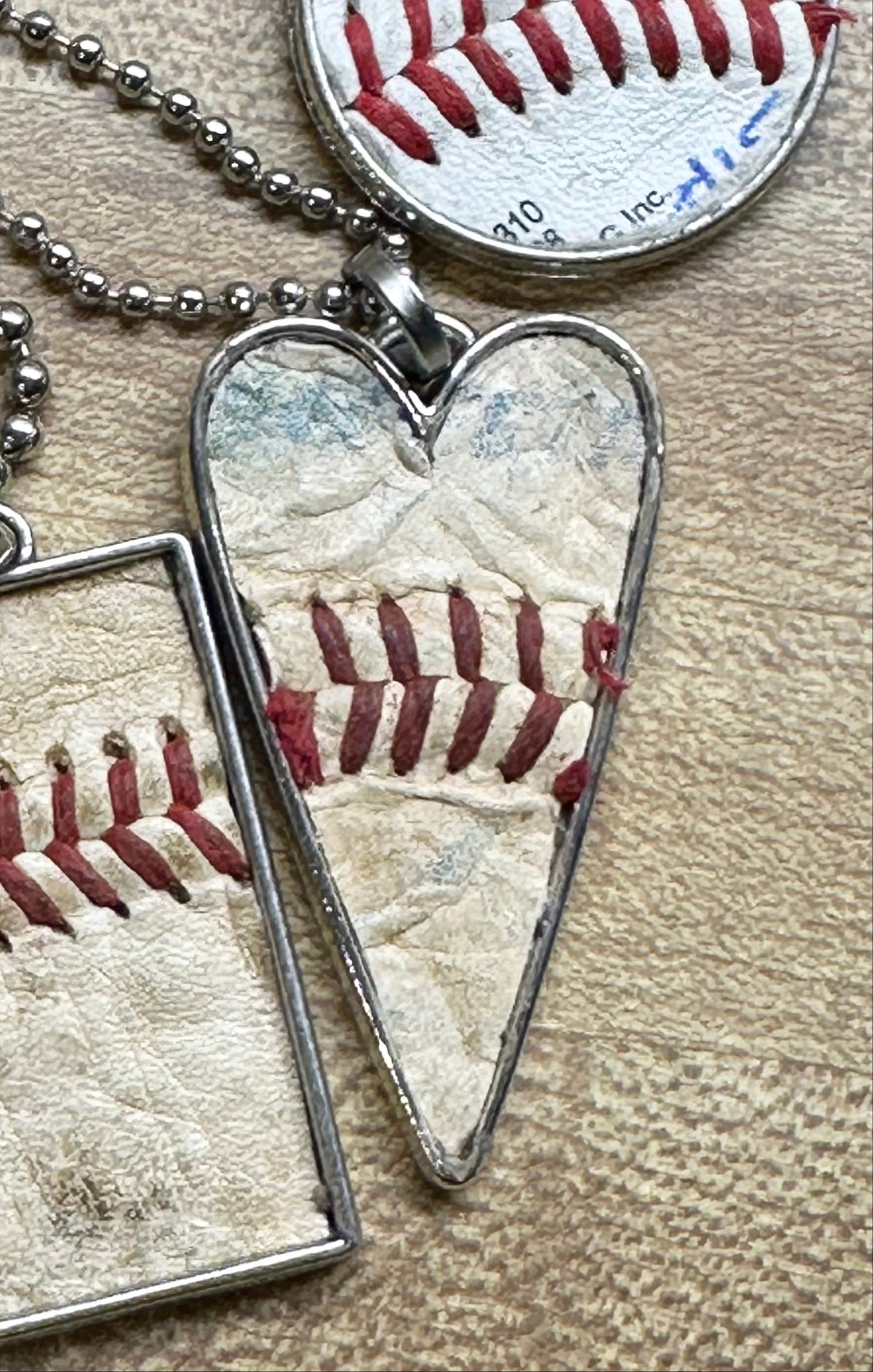 Vintage Baseball Pendant Necklace *Heart Shape*