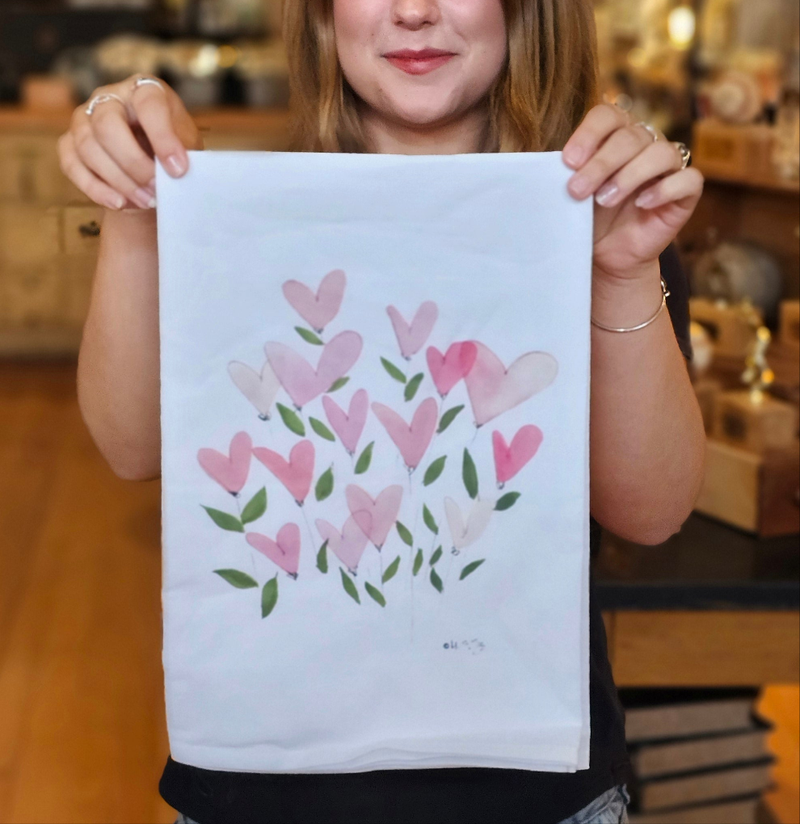 Heart Flowers Tea / Kitchen Towel