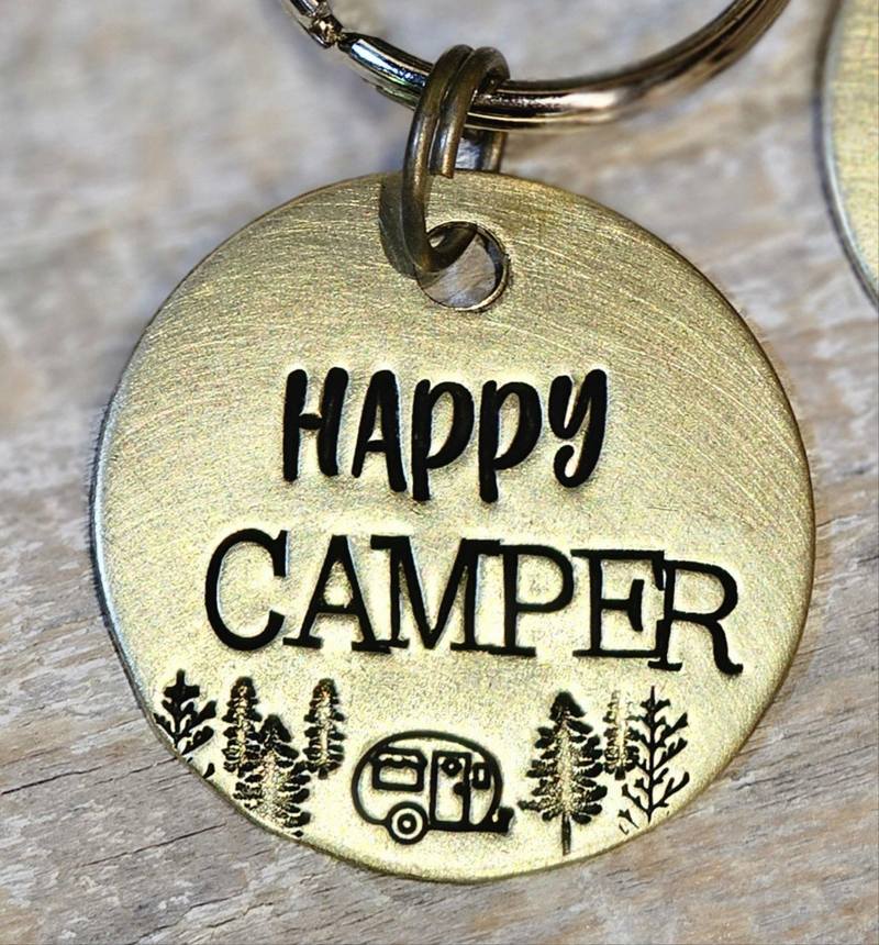 Happy Camper - Hand Stamped Brass