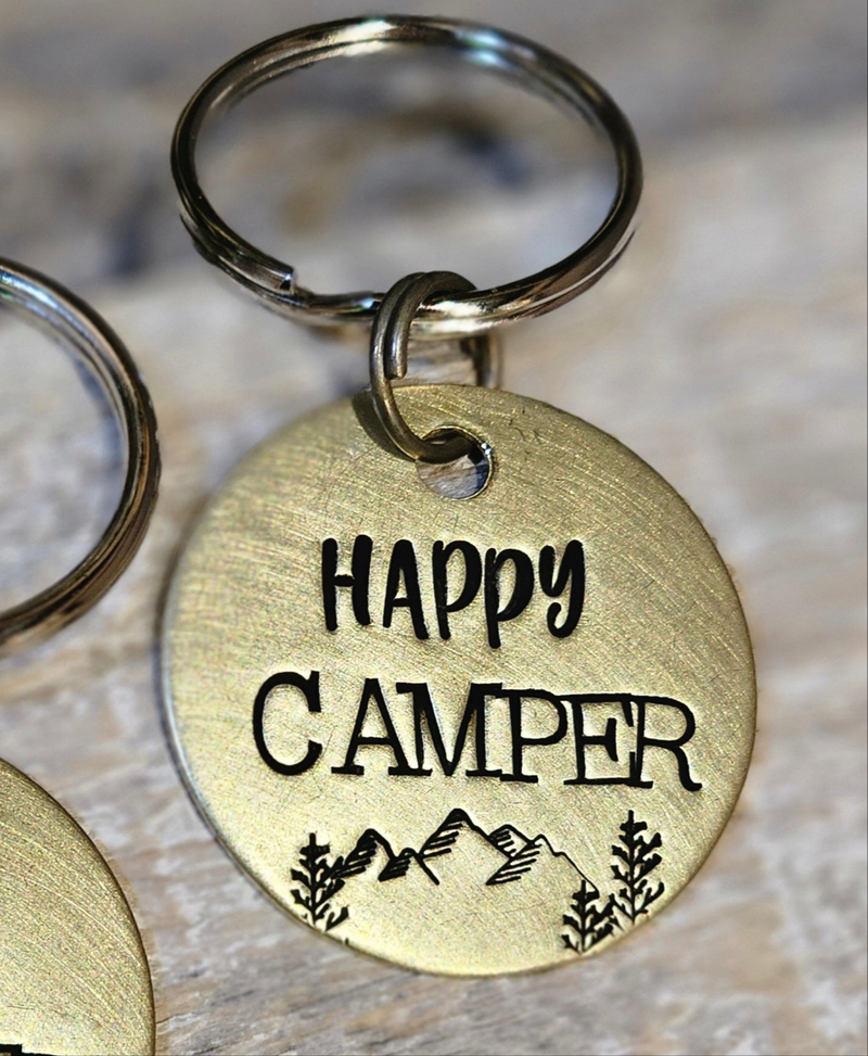 Happy Camper - Hand Stamped Brass