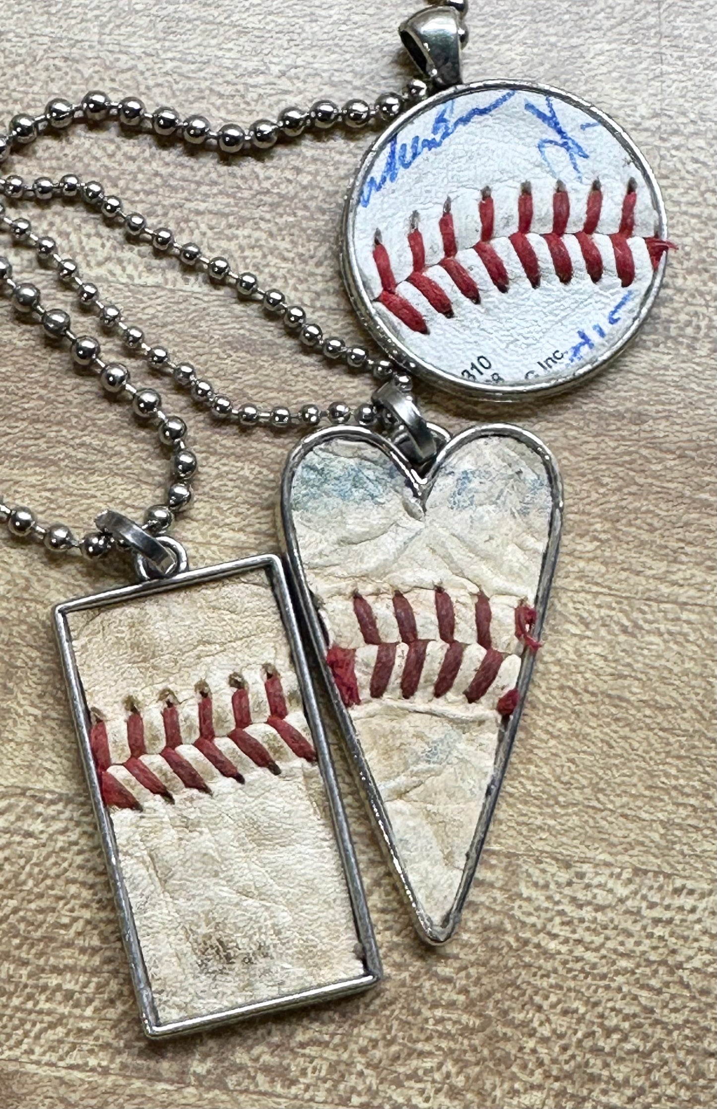 Vintage Baseball Pendant Necklace *Heart Shape*