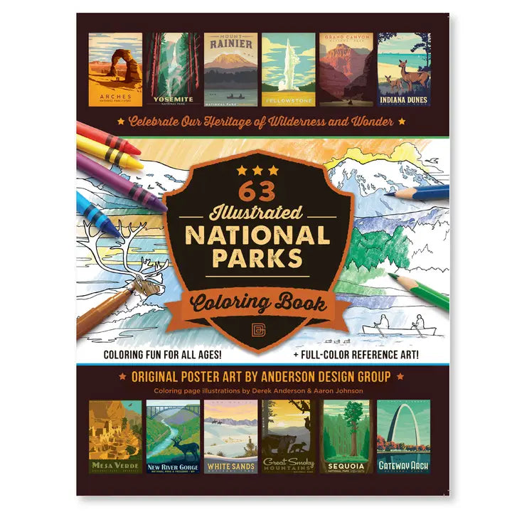 63 Illustrated National Parks Coloring Book