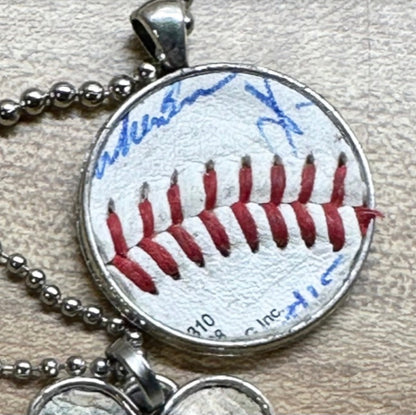 Vintage Baseball Pendant Necklace Round*