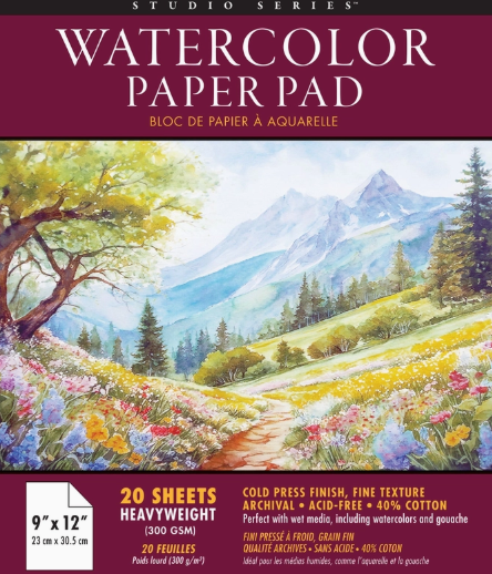 20 Sheet Watercolor Paper pad 9x12