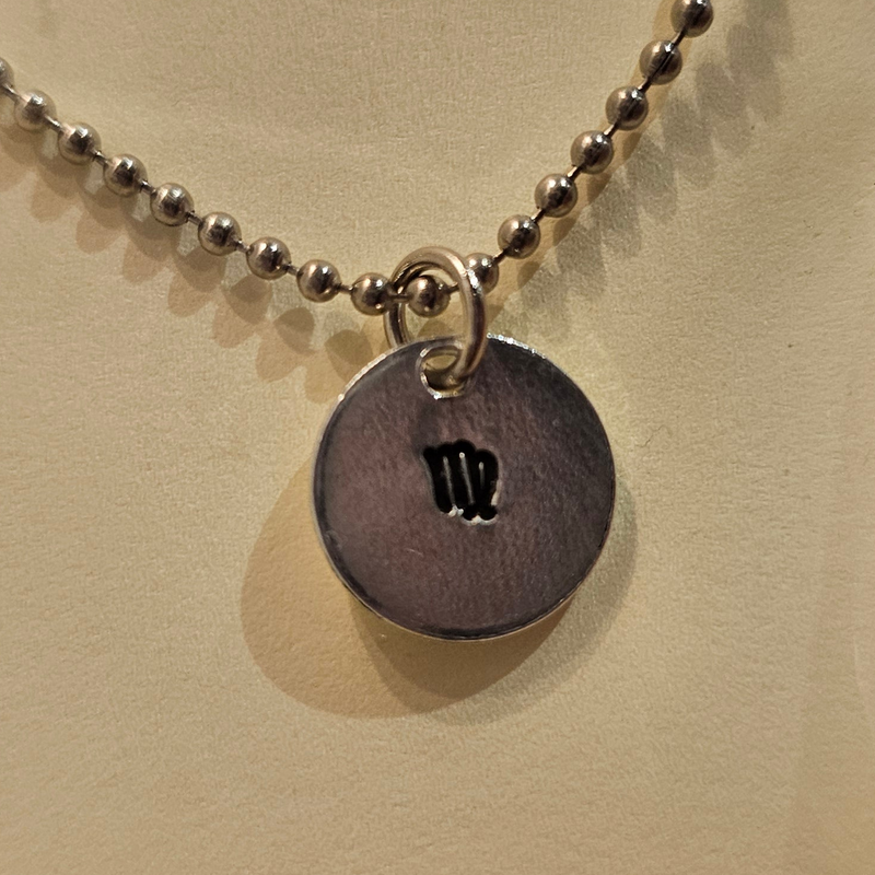 Virgo Zodiac Sign Hand Stamped Necklace on 18" mini ball chain