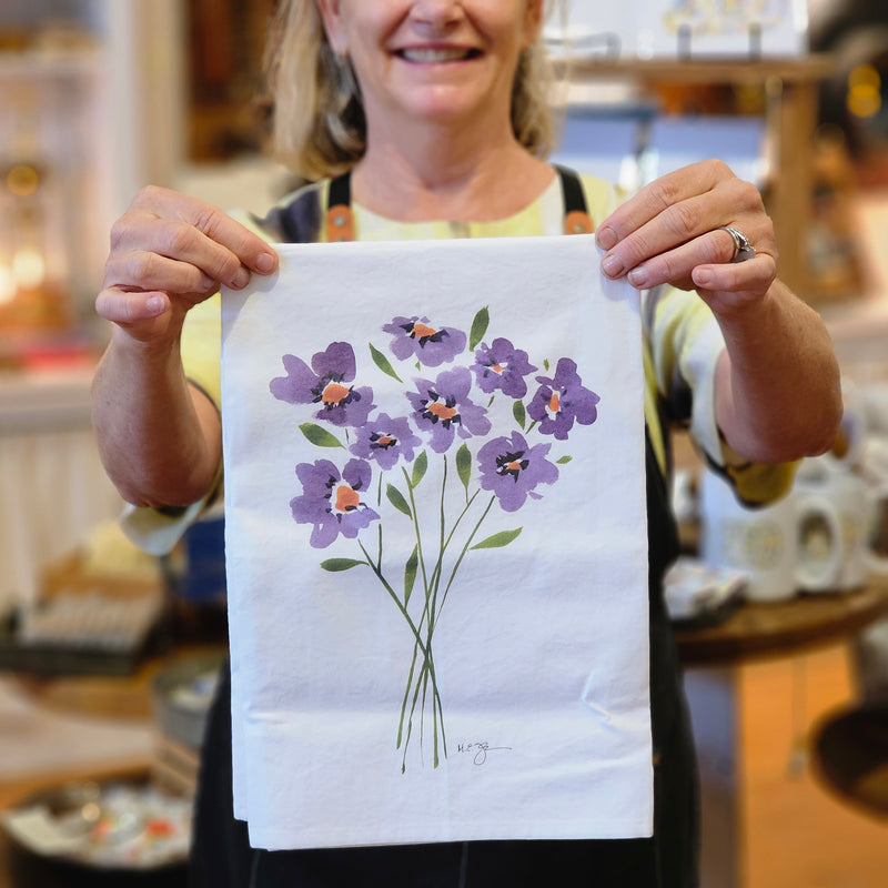 Purple Flowers Tea / Kitchen Towel