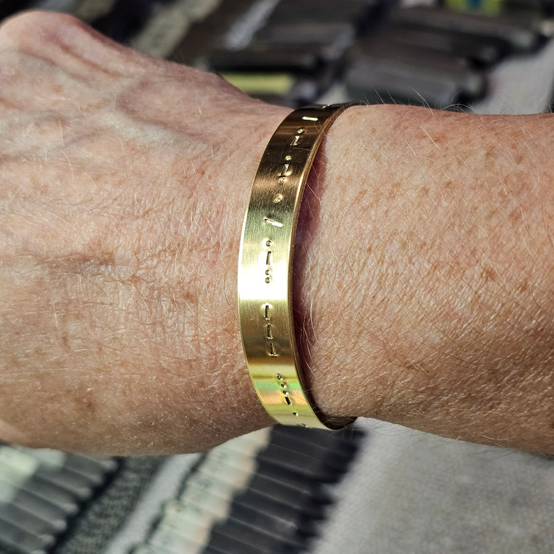 You are Loved - Morse Code Stamped Bracelet - Brass 3/8"