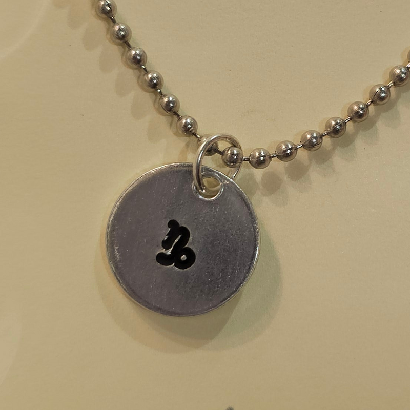 Capricorn Zodiac Sign Hand Stamped Necklace on 18" mini ball chain