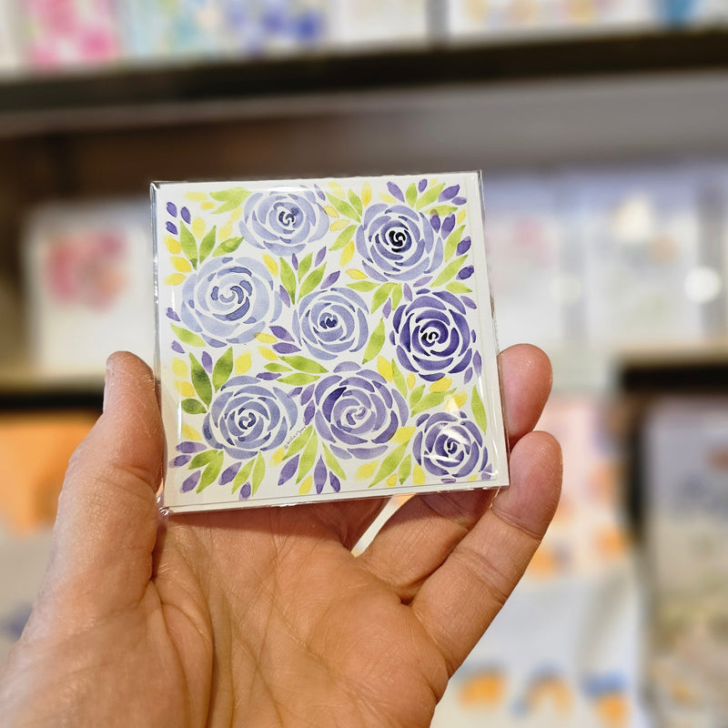 Lavender Roses 3x3 Gift Card by M. E. James