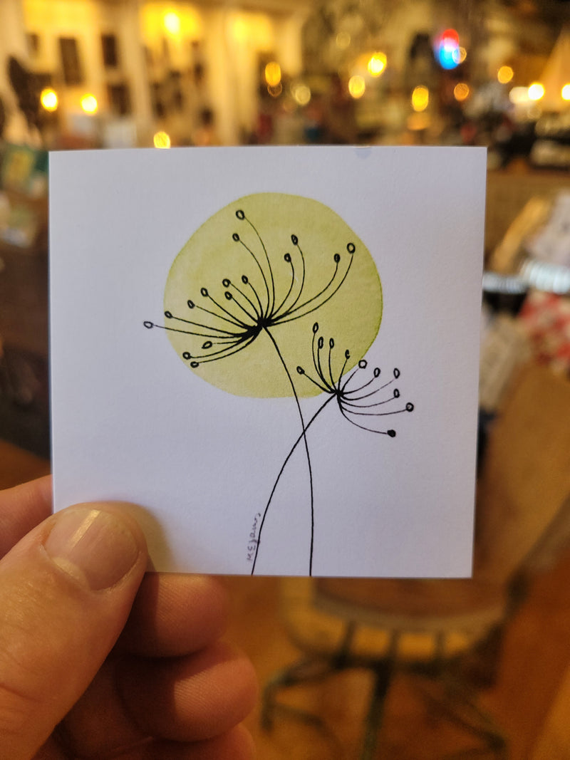 Green Moon Silhouette 3x3 Gift Card by M. E. James