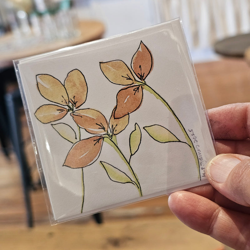 Peach Flowers by M. E. James 3x3 Gift Card