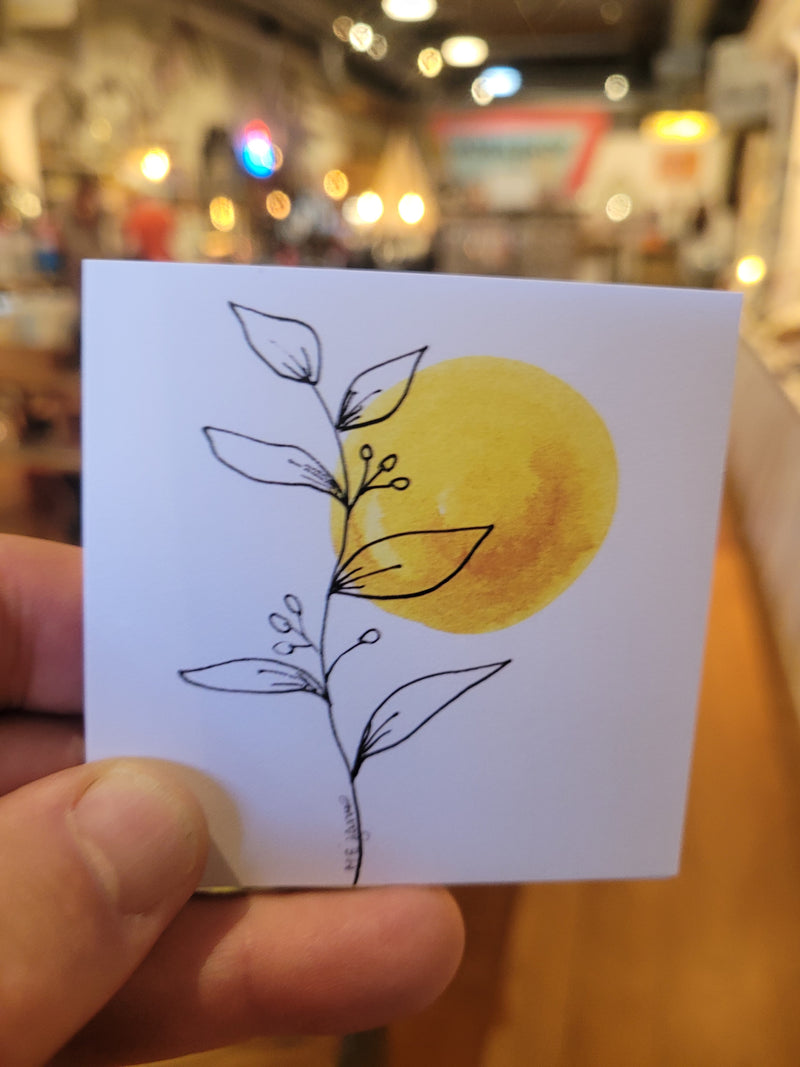 Yellow Moon Silhouette 3x3 Gift Card by M. E. James