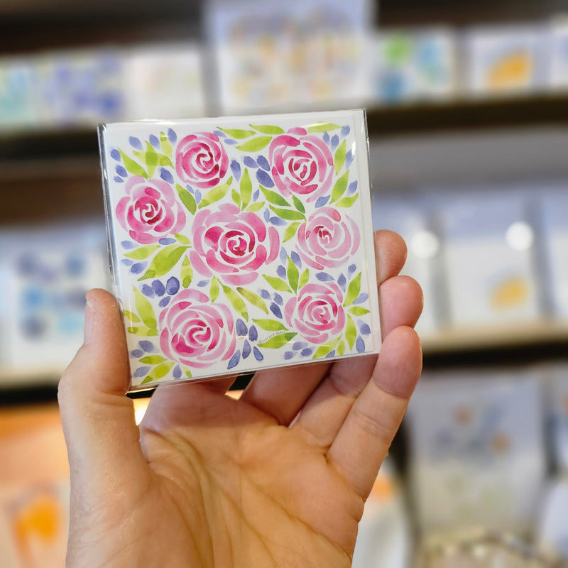 Pink Roses 3x3 Gift Card by M. E. James