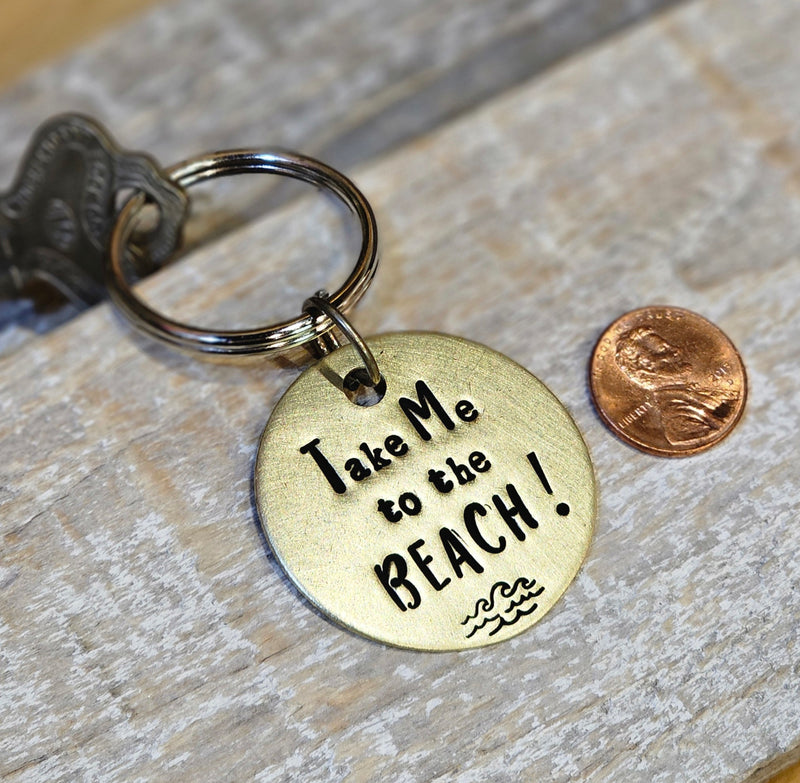 Take me to the Beach! - Hand Stamped Brass