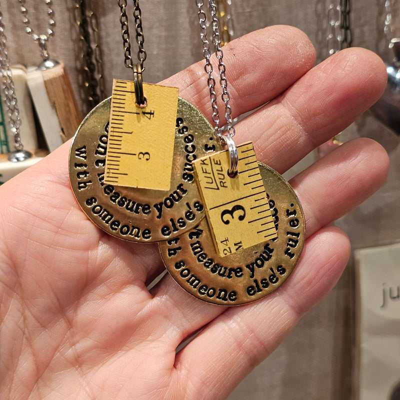 Ruler / Stamped brass Necklace -