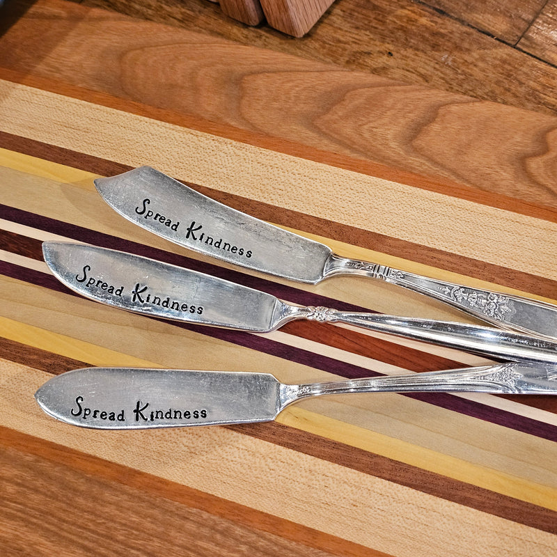 Spread Kindness Silver Plate Master Spreader Hand Stamped