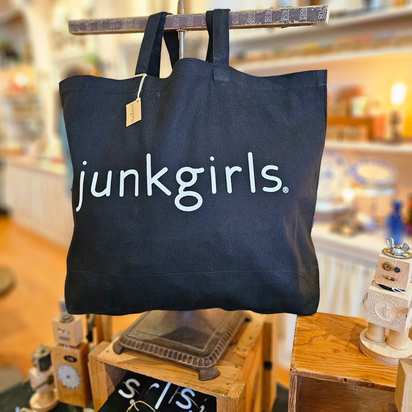 Junk Girls Black Canvas Tote