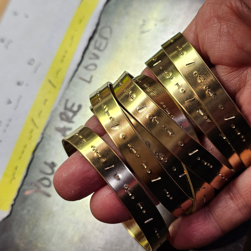 You are Loved - Morse Code Stamped Bracelet - Brass 3/8"