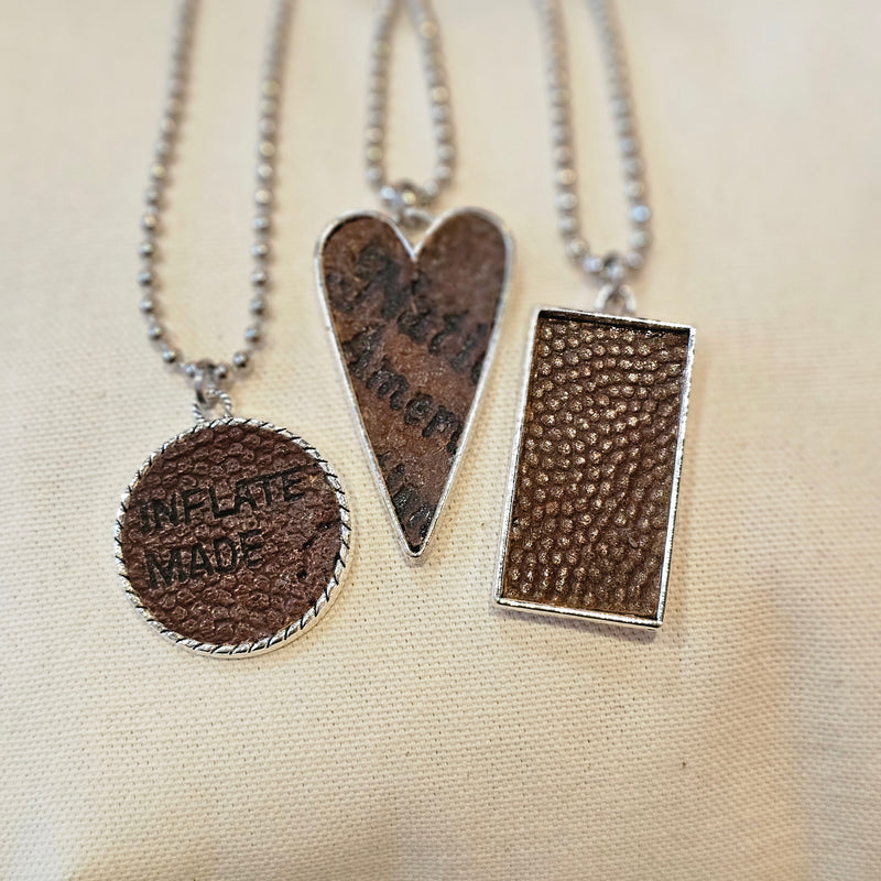 Vintage Football Pendant Necklace Rectangle*