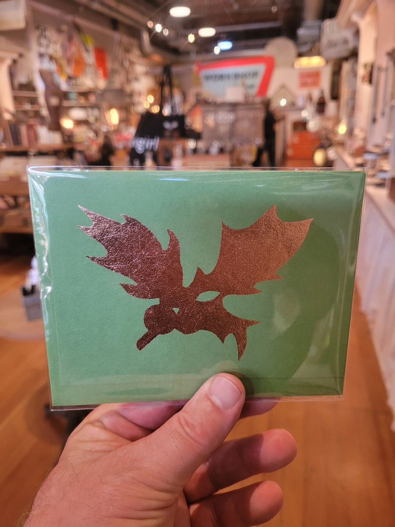Holly Copper Leaf Greeting Card-Gumdrop Green