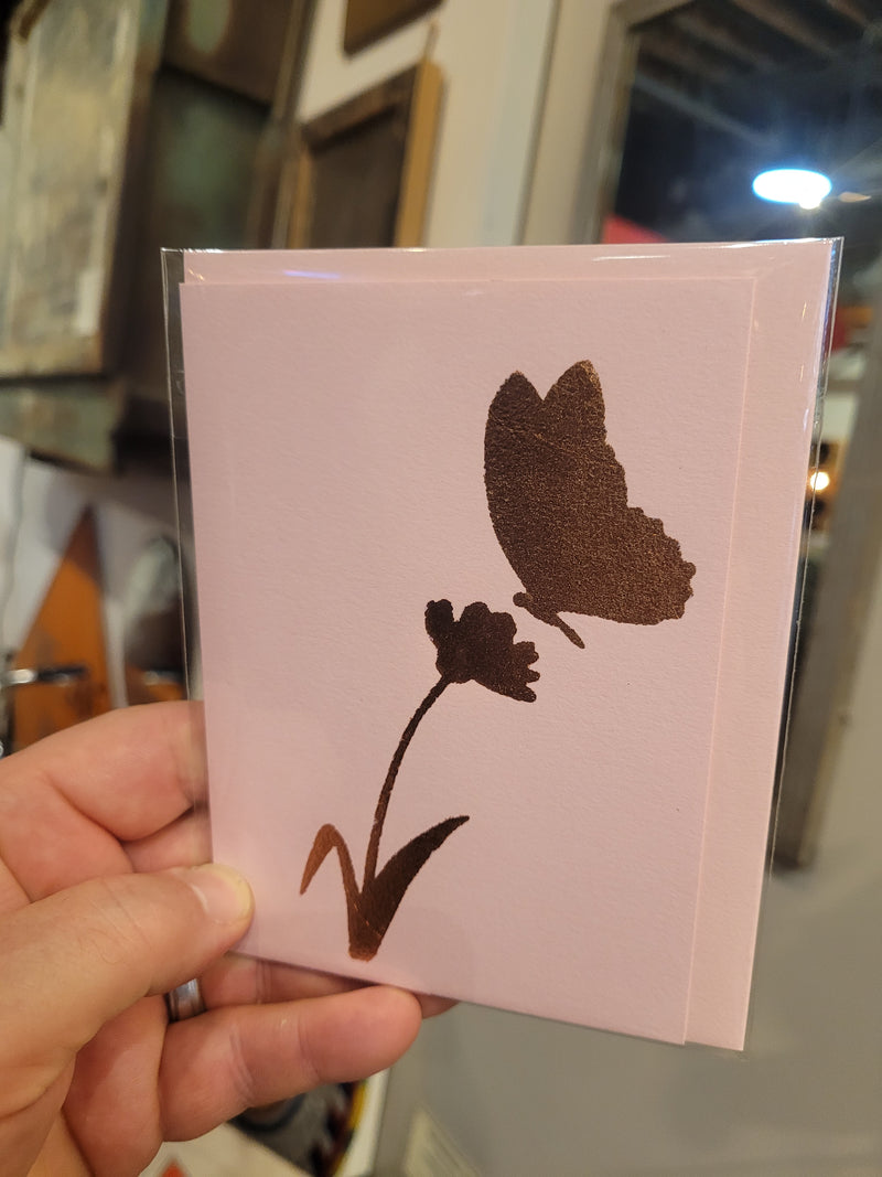 Butterfly and Flower on Pink Lemondade Greeting Card