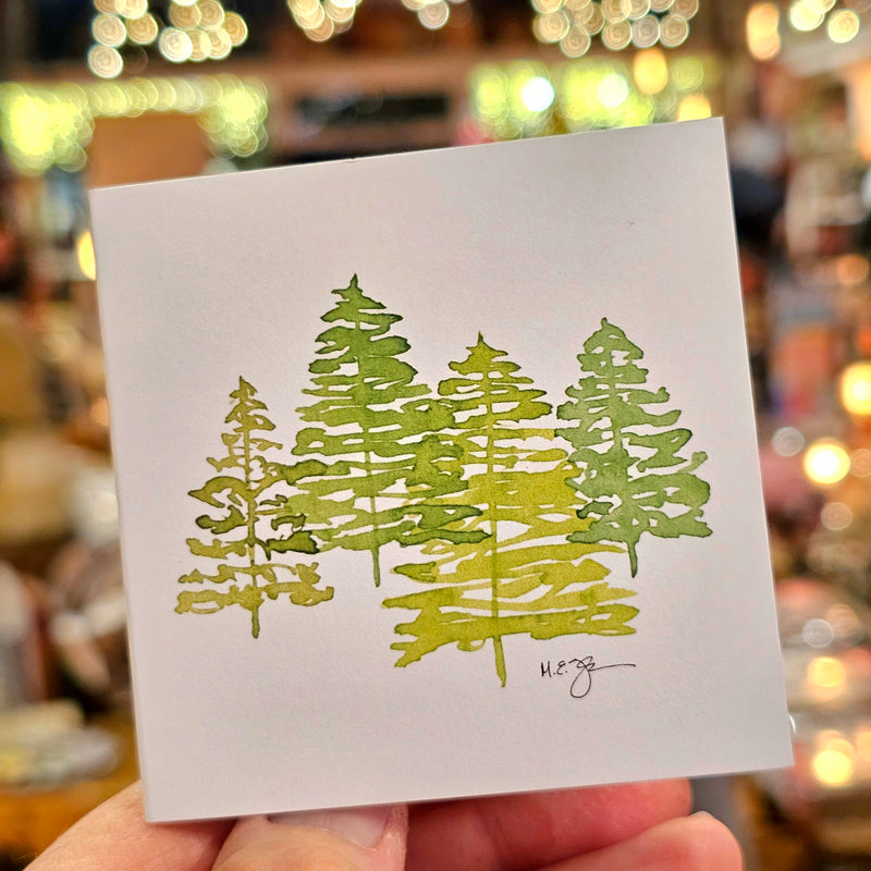 Trees 3x3 Watercolor Gift Card by M. E. James