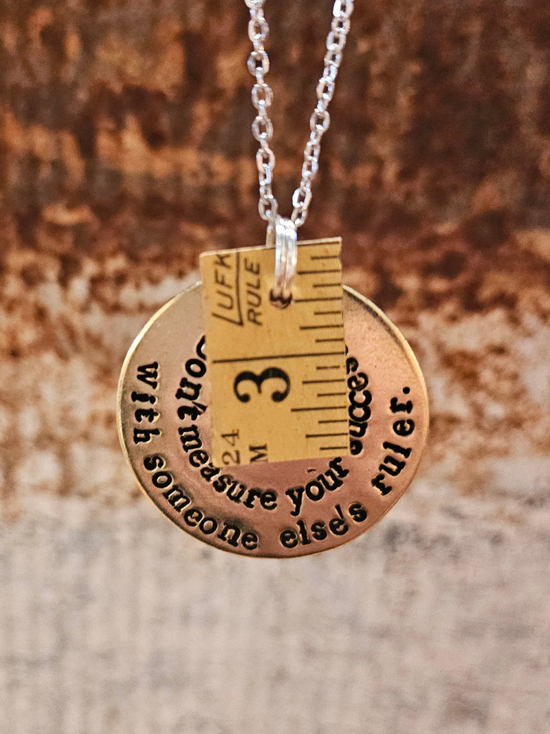 Ruler / Stamped brass Necklace -