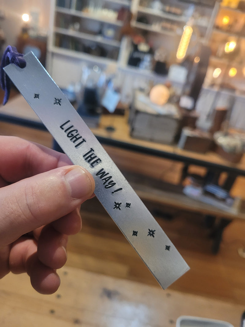 "Light the Way" Aluminum Bookmark Hand Stamped